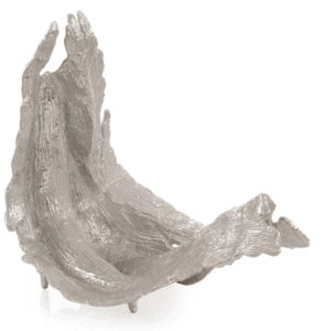 TIME-WORN LEAF SCULPTURE, LARGE NICKEL - Luxury Furniture Mercato Interiors
